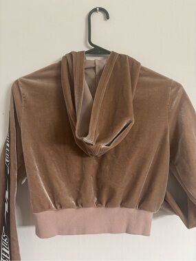 Soleboy Velvet Cropped Hoodie Sweater in Brown